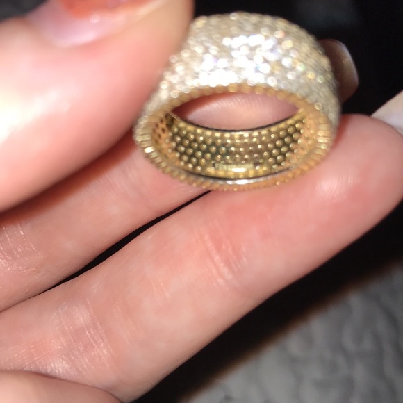 Sterling silver and 18kt gold plated pave band - Picture 9 of 9